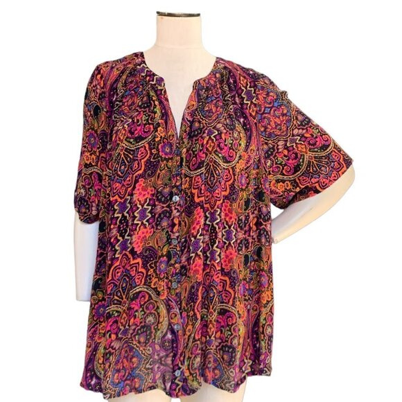 Roaman’s Short Sleeve Angelina Tunic Top Sz 26W #88J - Picture 4 of 8